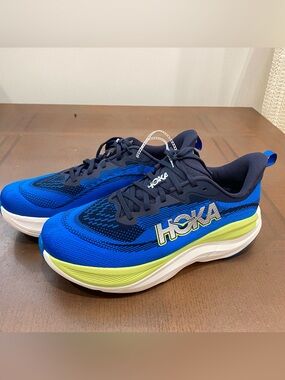 HOKA Skyflow Wide Breathable Mesh Running Sneaker Blue/Black/Green 10.5